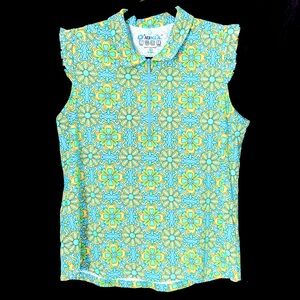 IBKUL Ruffled Cap Sleeves Golf Top